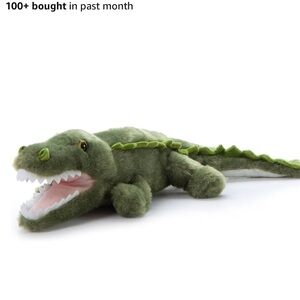Green and White Reptile Plush with Distinctive Head and Tail
